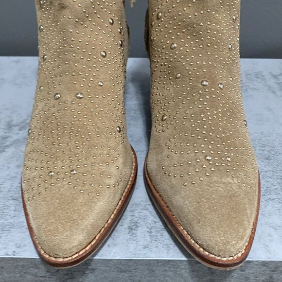 Zara Suede Gold Studded Ankle Boots/Booties Size 36 US 6 - Picture 6 of 16